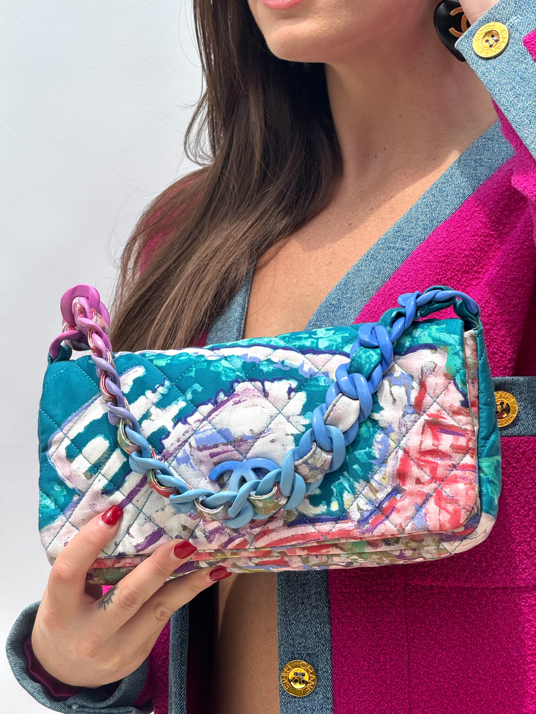 Chanel 2010 Watercolor Nylon Resin Flap Bag