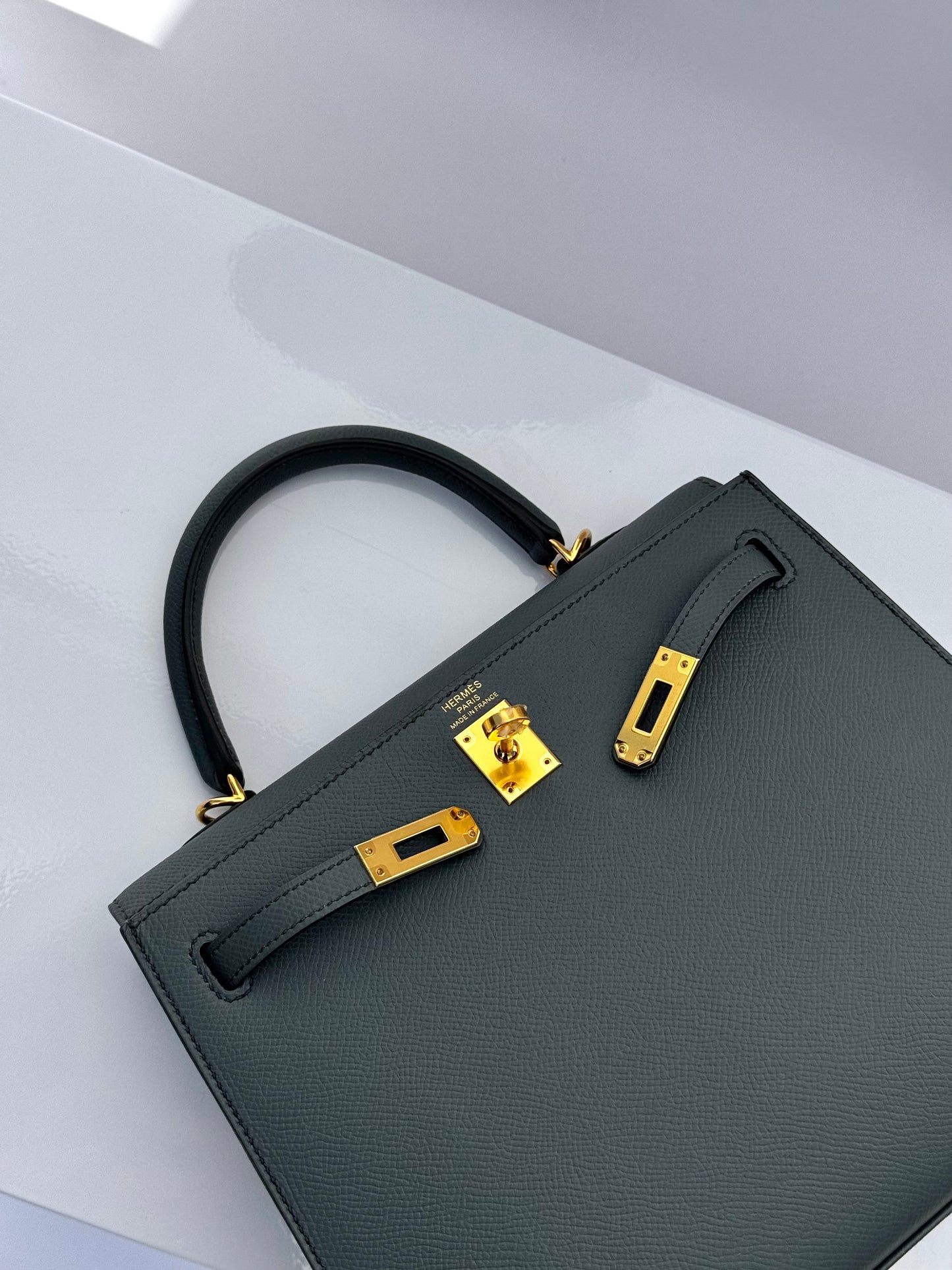 Hermes Vert Amande Epsom Kelly 25 Sellier