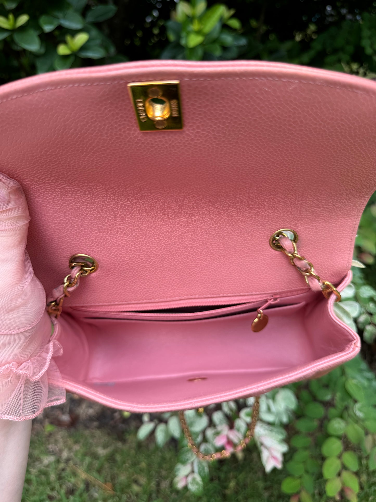 Chanel Rare Small Pink Caviar Diana Flap Bag