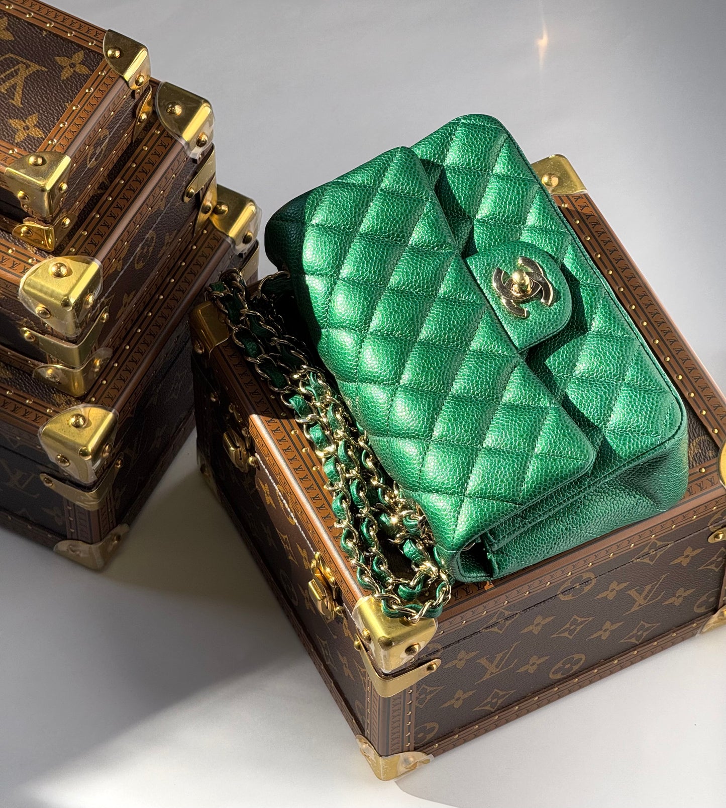 Chanel 18S Emerald Green Caviar Mini Flap Bag