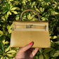 Hermes Mini Sellier Gold Metallic Chevre Dore Kelly 20