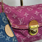 Louis Vuitton Pink Monogram Denim Mini Pleaty + Coin Pouch