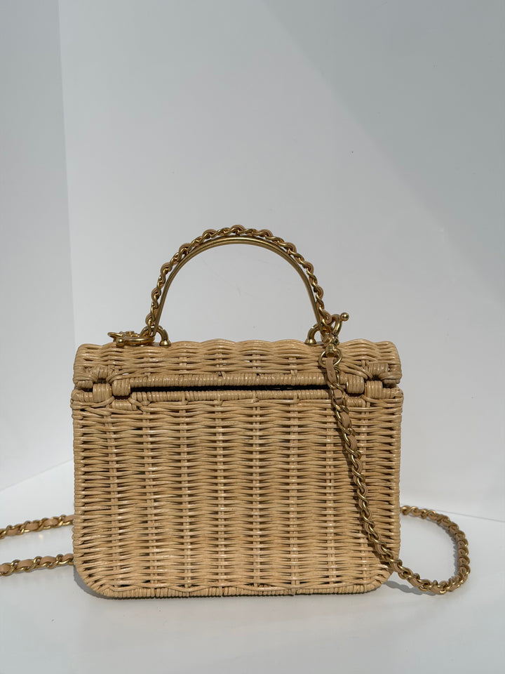 Chanel Braided Mini CC Top Handle Tan Rattan Gold Hardware 2025/26 Cruise