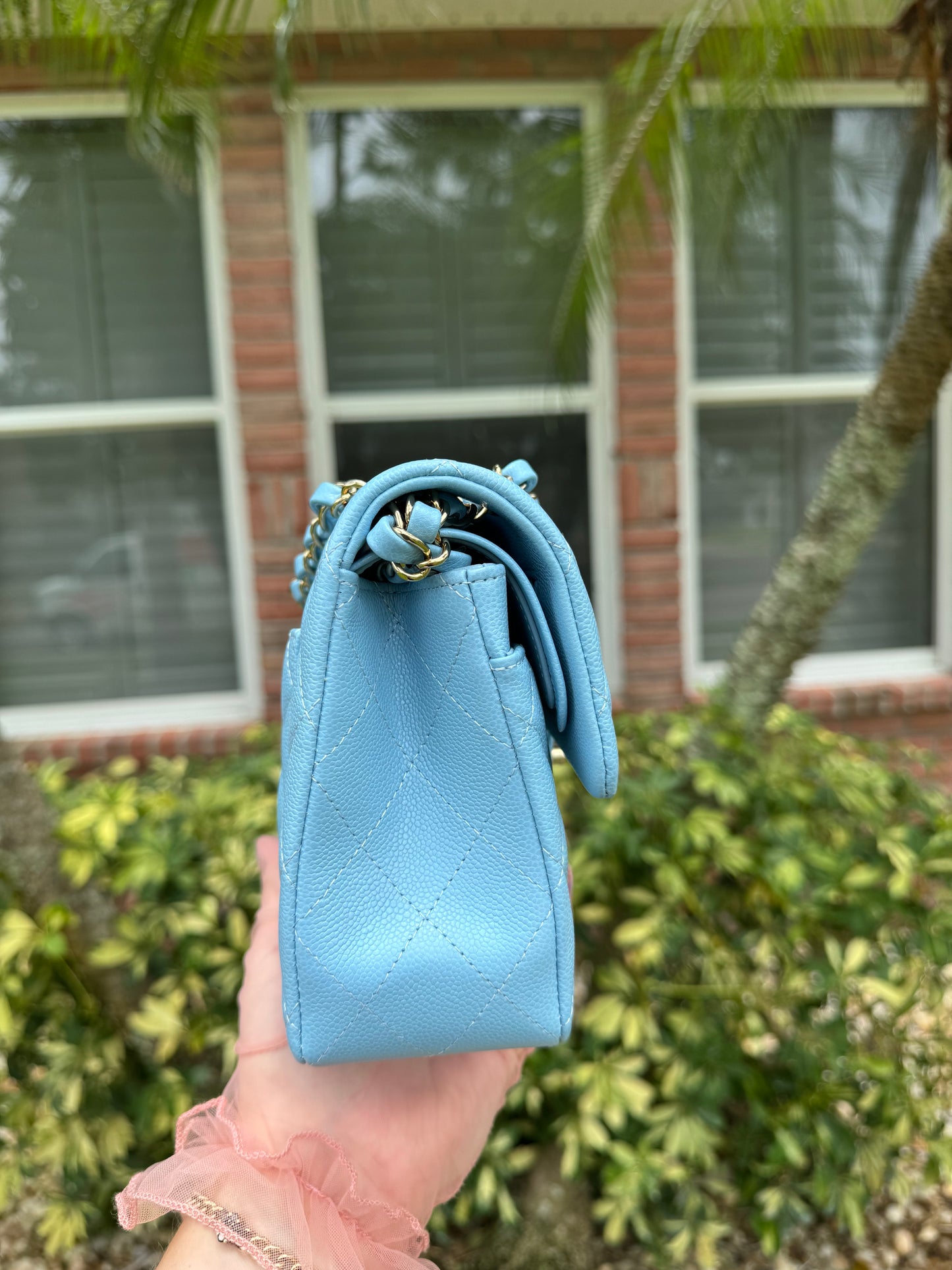 Chanel 23A Small Caviar Sky Blue Double Flap