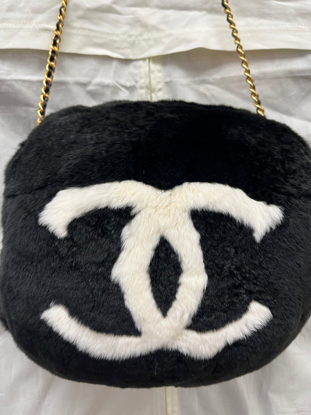 Rare Vintage Chanel Rabbit Lapin Fur Muff Bag Hand Warmer