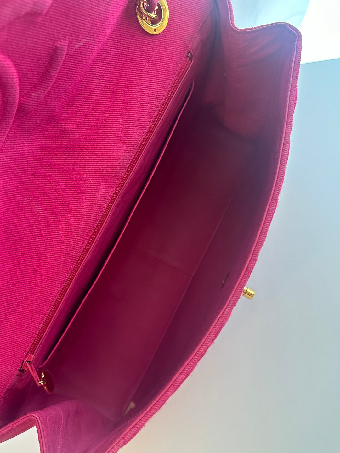 Chanel 1990 RARE Hot Pink Denim Maxi Flap Bag