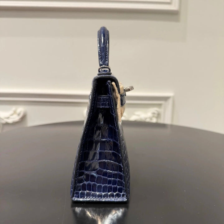 Hermès Mini Kelly 20 Niloticus Crocodile Bleu Saphir Palladium Hardware