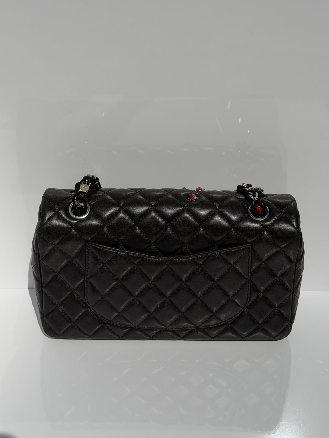 Chanel Medium Ladybug Flap Black Lambskin Silver Hardware 2011