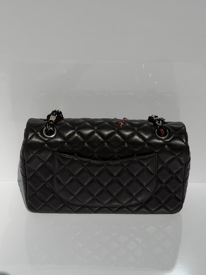 Chanel Medium Ladybug Flap Black Lambskin Silver Hardware 2011