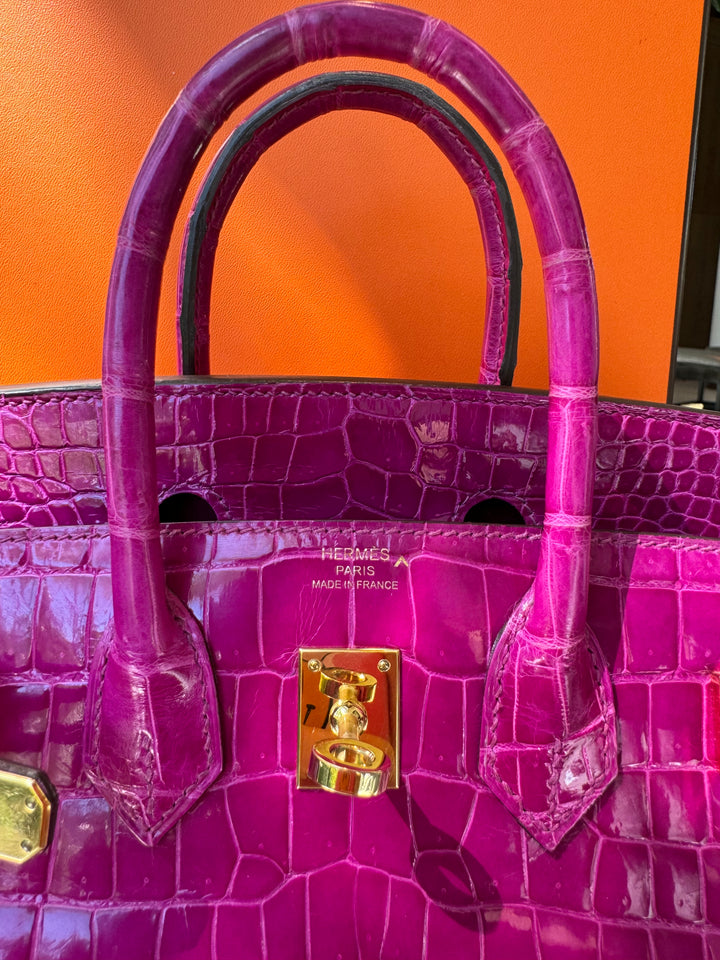 Hermes 2021 Rose Scheherazade Shiny Niloticus Crocodile Birkin 25
