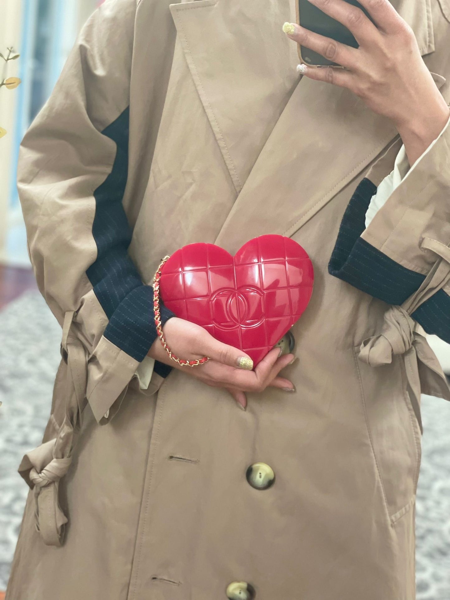 Chanel 2002 Red Lucite Heart Clutch