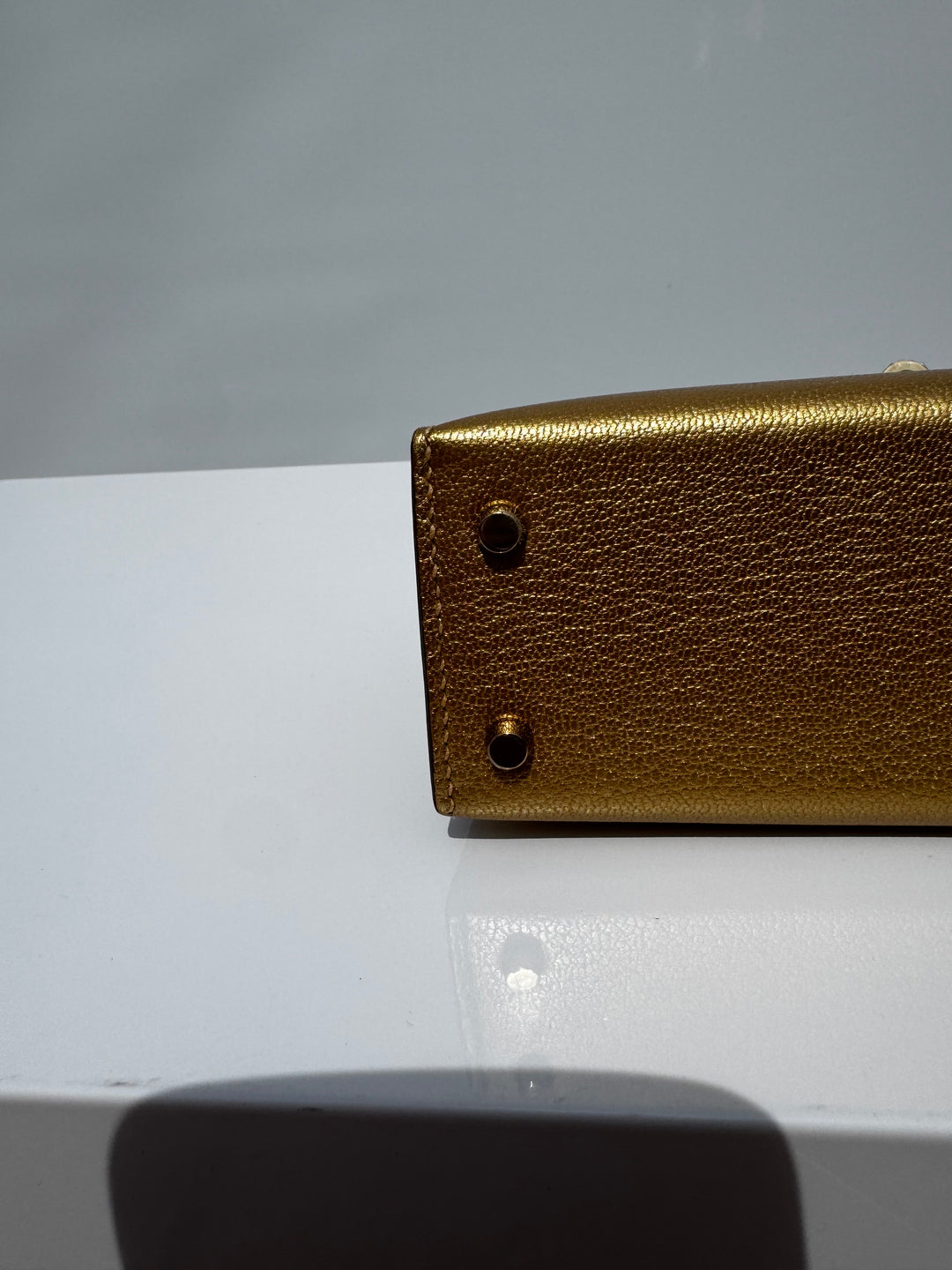 Hermes Mini Sellier Gold Metallic Chevre Dore Kelly 20