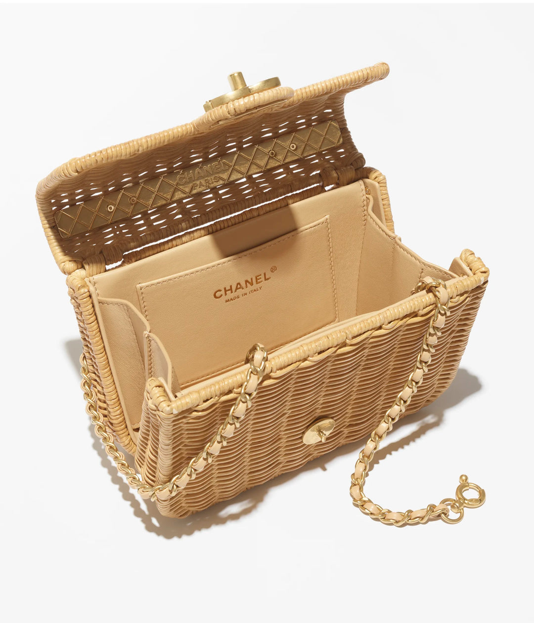 Chanel Braided Mini CC Top Handle Tan Rattan Gold Hardware 2025/26 Cruise