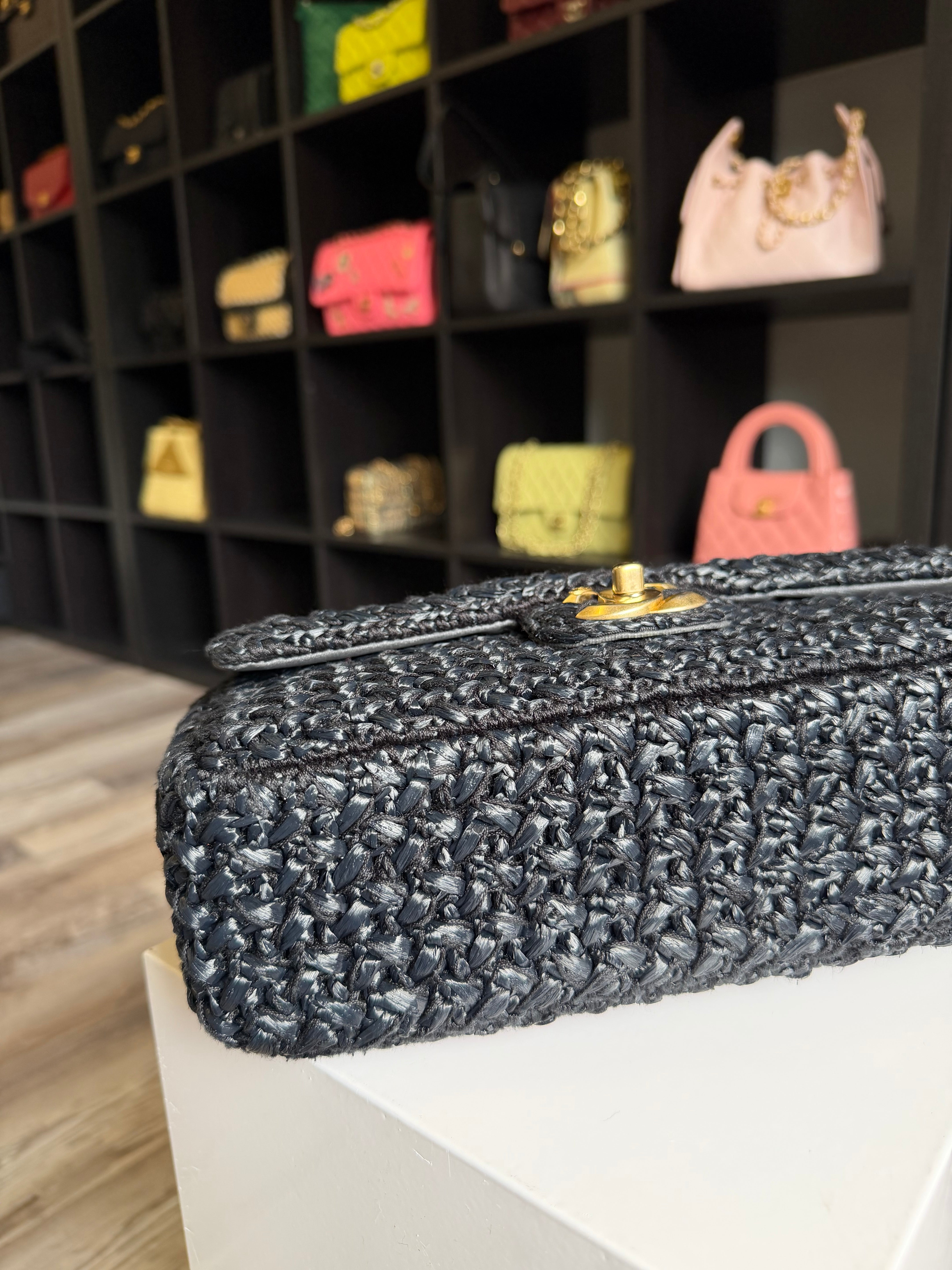 Chanel 18C Black Ancient Greece Raffia Crochet Flap Bag – Its A