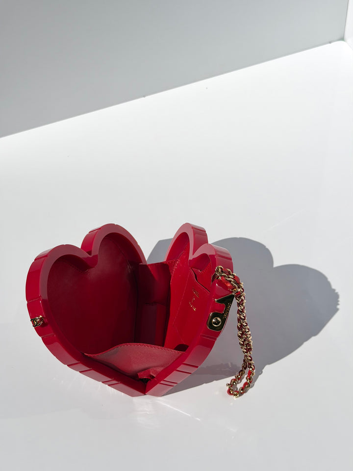 Chanel Heart Minaudiere Lucite Red Gold Hardware 2002