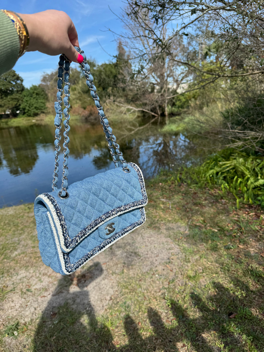 Chanel Medium Denim Braided Single Flap