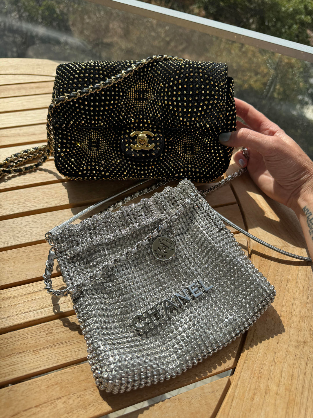 Chanel Crystal Embellished Metallic Mini 22