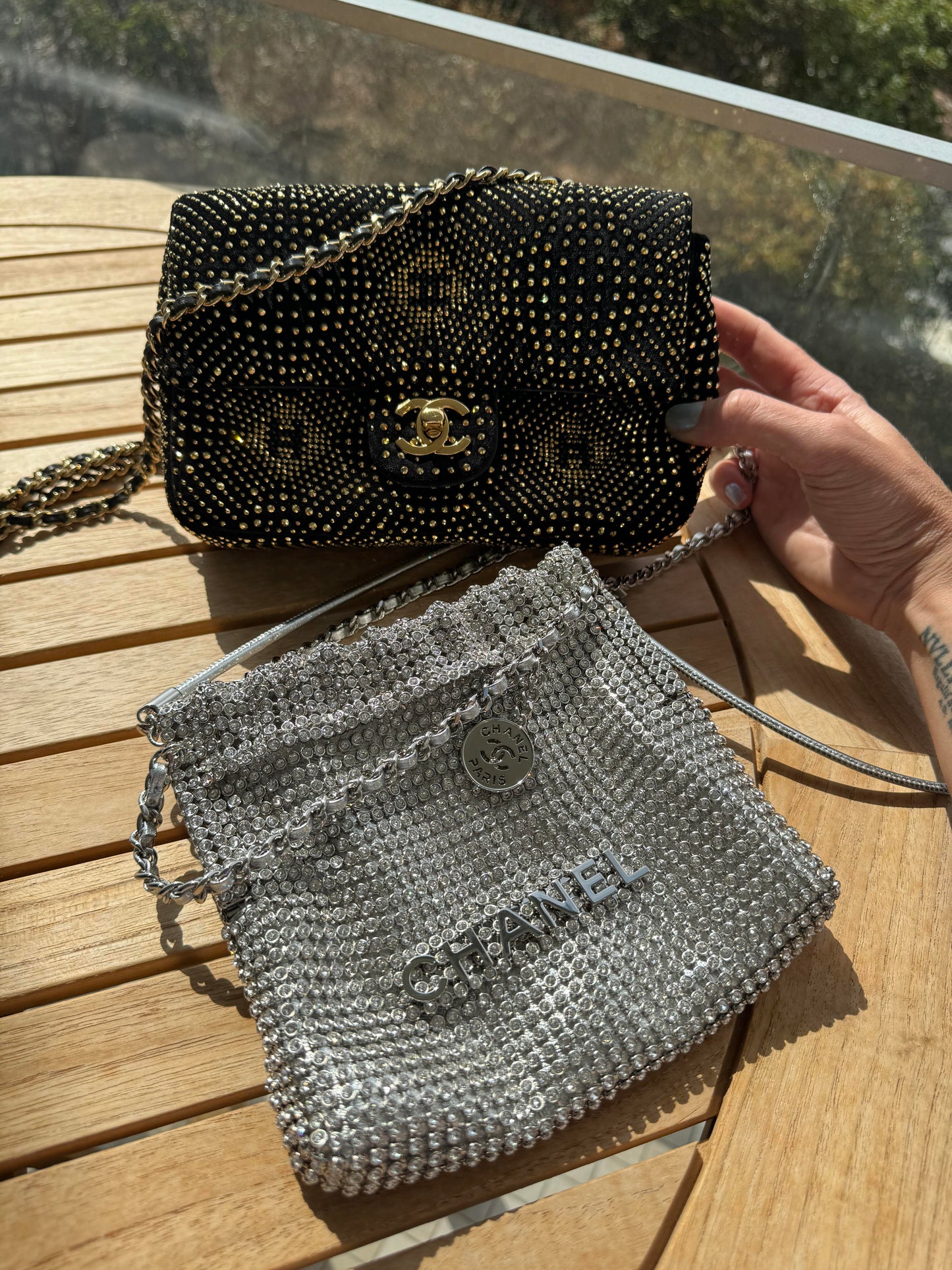 Chanel Crystal Embellished Metallic Mini 22