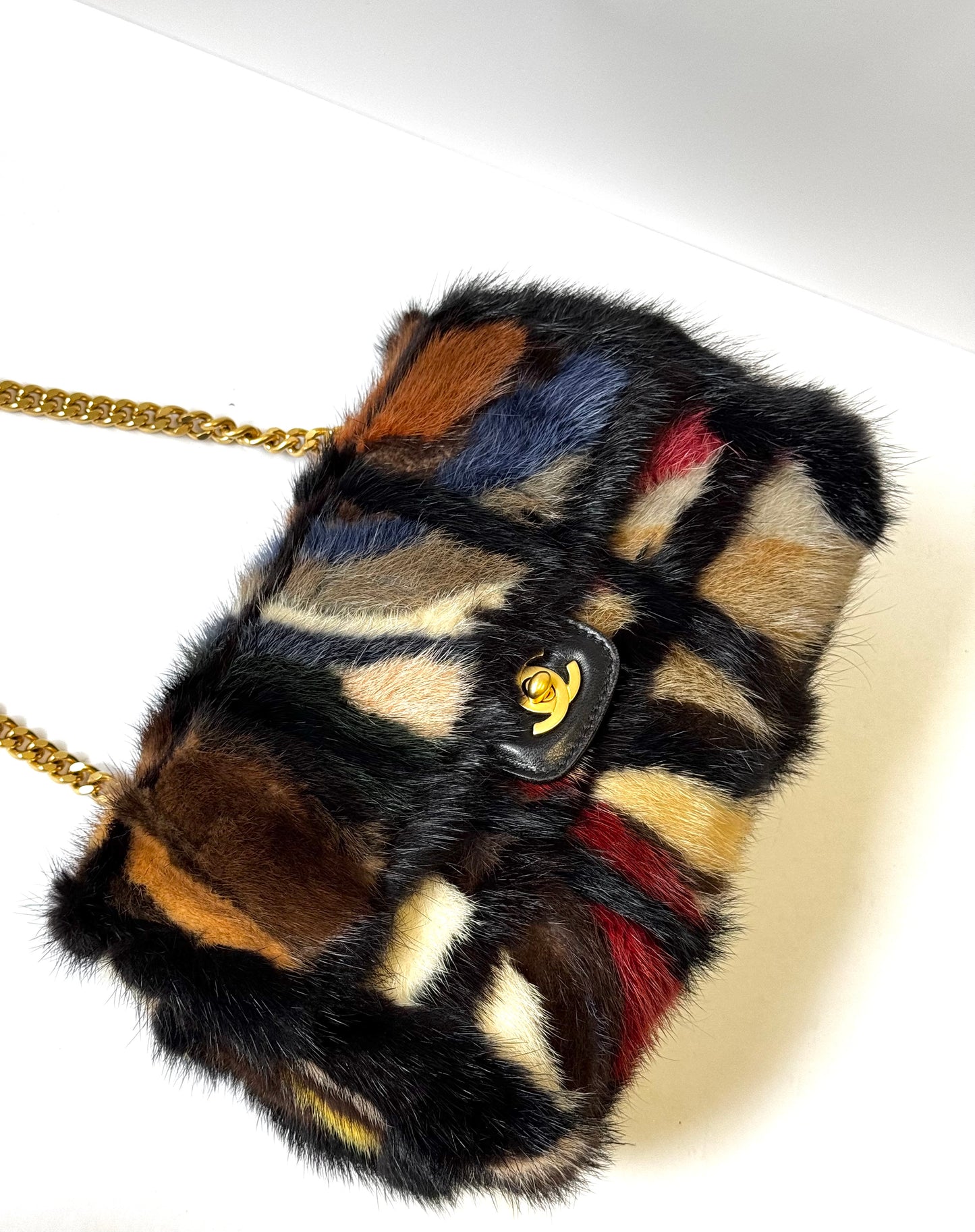 Chanel Multicolor Medium Mink Fur Single Flap Bag