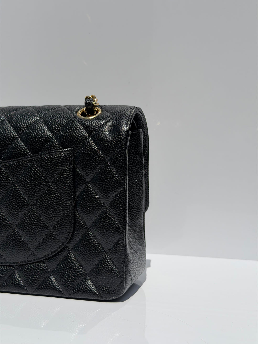 Chanel Medium Classic Double Flap Caviar Black Gold Hardware 2018
