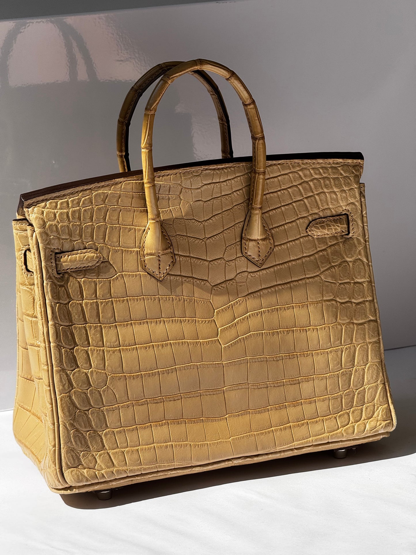 Hermes Matte Crocodile Poussiere Birkin 25 PHW