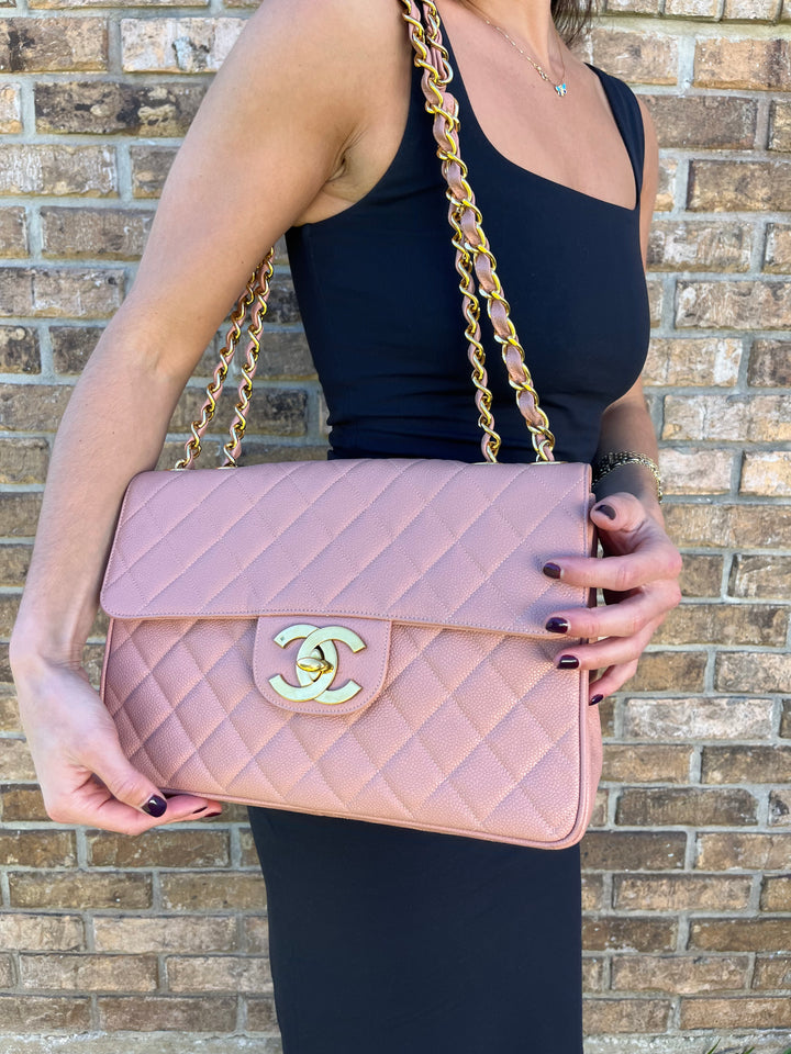 Chanel RARE Vintage Sakura Pink Caviar Jumbo