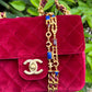 Chanel Red Mini Velvet Enamel Flap Bag