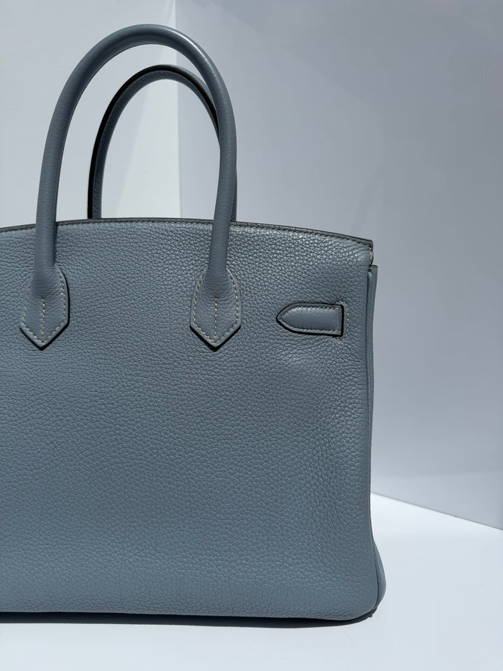 Hermès Birkin 30 Bleu Lin Togo Palladium Hardware 2012