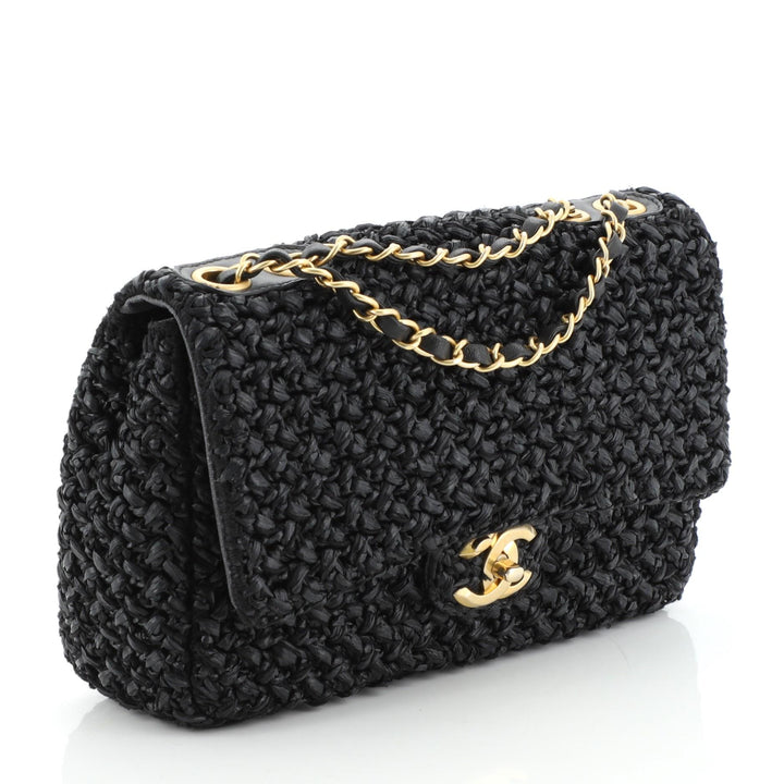 Chanel 18C Black Ancient Greece Raffia Crochet Flap Bag