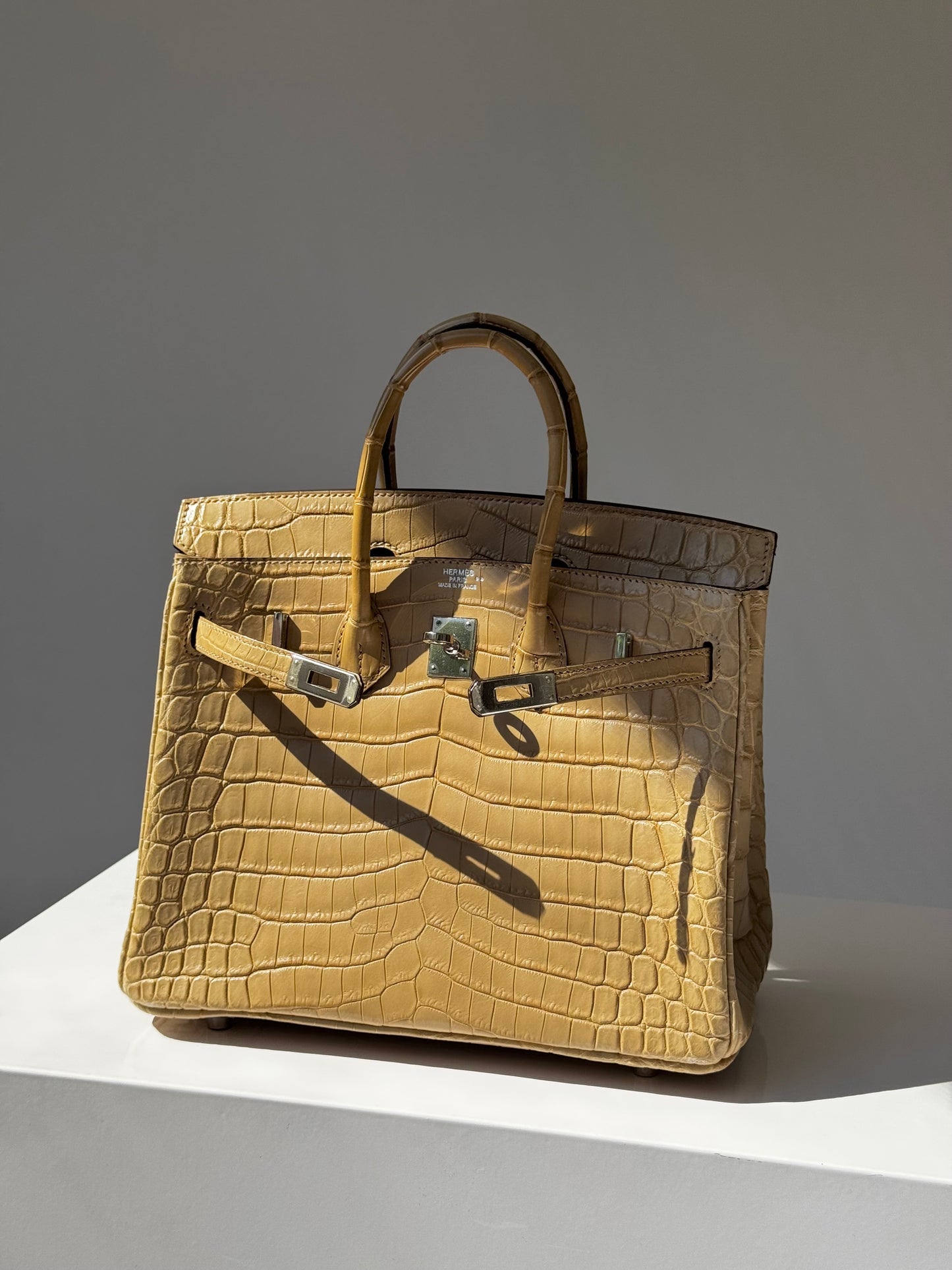 Hermes Matte Crocodile Poussiere Birkin 25 PHW