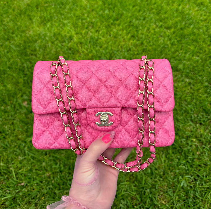 Chanel 20S Small Pink Caviar Double Flap