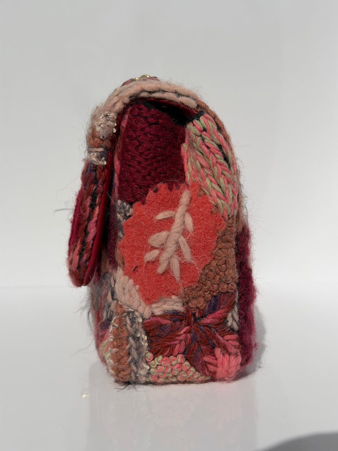 Chanel Embroidered Wool Medium Flap Bag Red Multicolor Gold Hardware 2018
