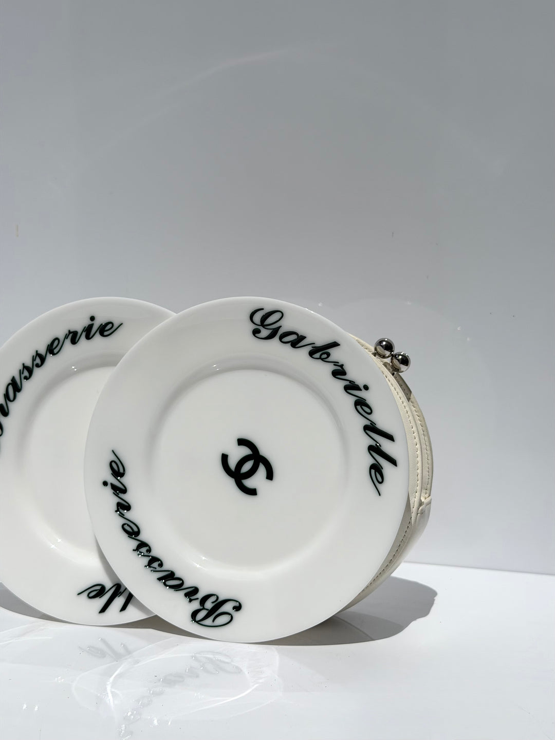 Chanel White Plexiglass Brasserie Gabrielle Plate Minaudière Silver Hardware 2015