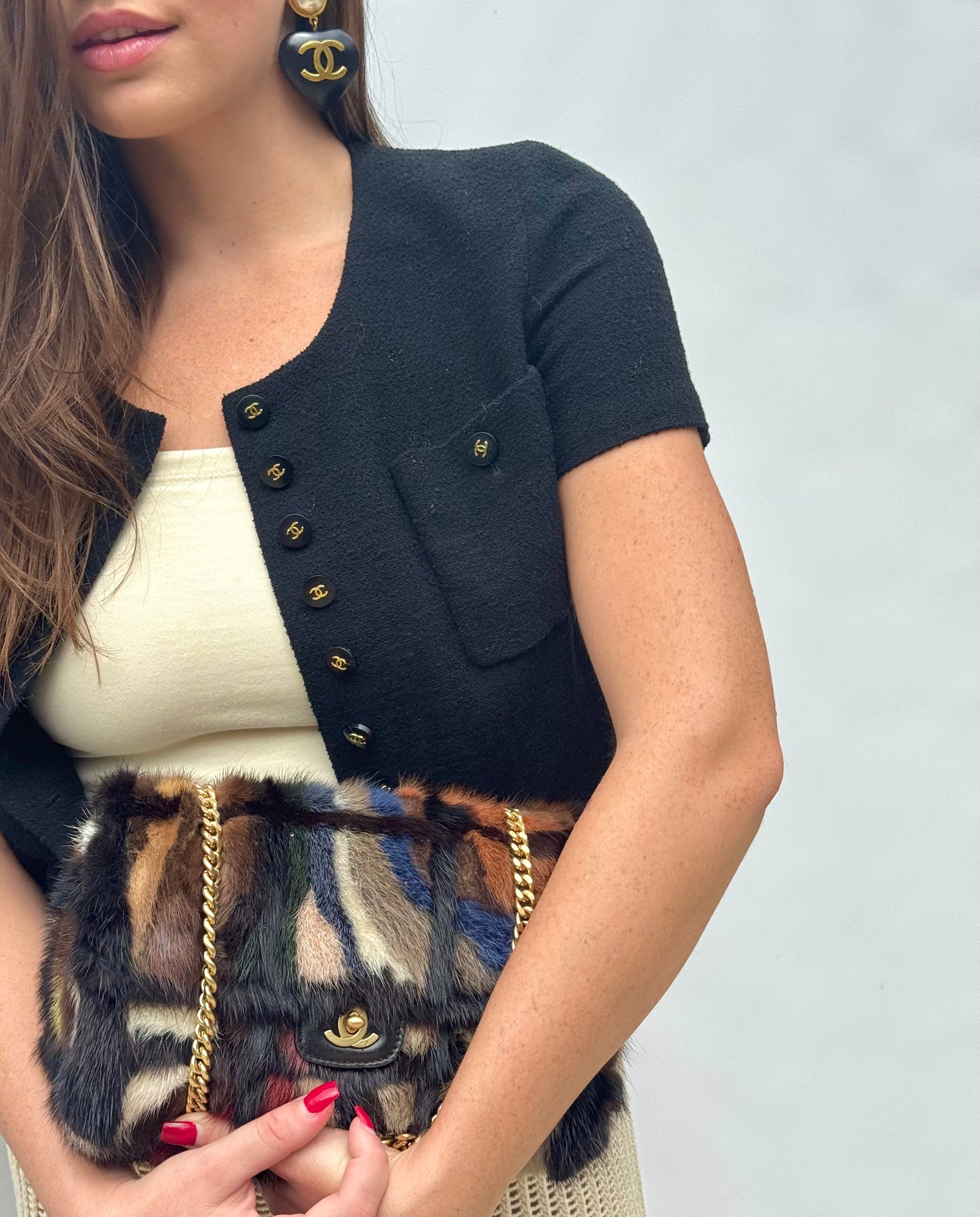 Chanel Multicolor Medium Mink Fur Single Flap Bag