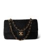 Chanel 1997 Small 24K Black Camellia Classic Flap Bag