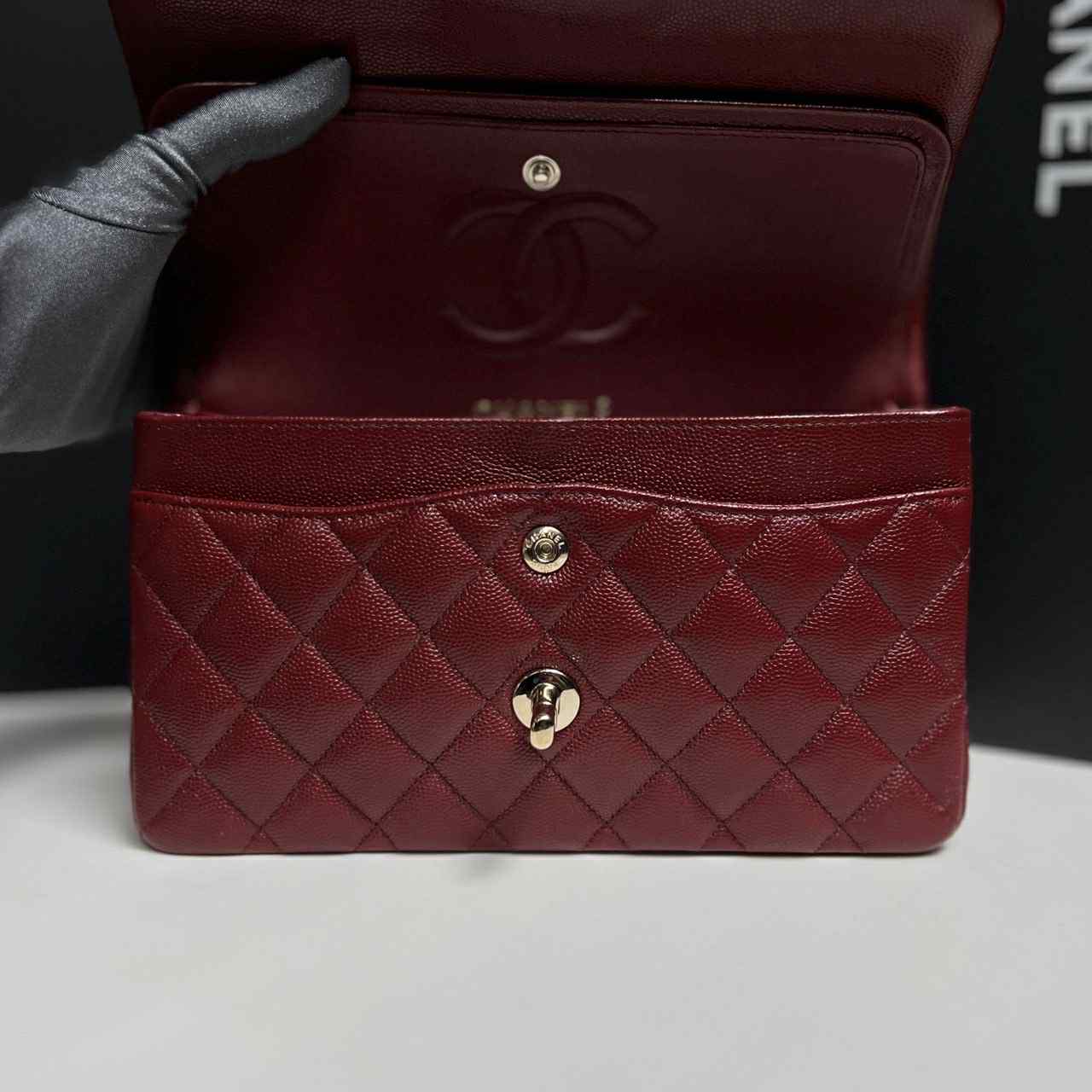 Chanel 19b Burgundy Small Caviar Classic Flap