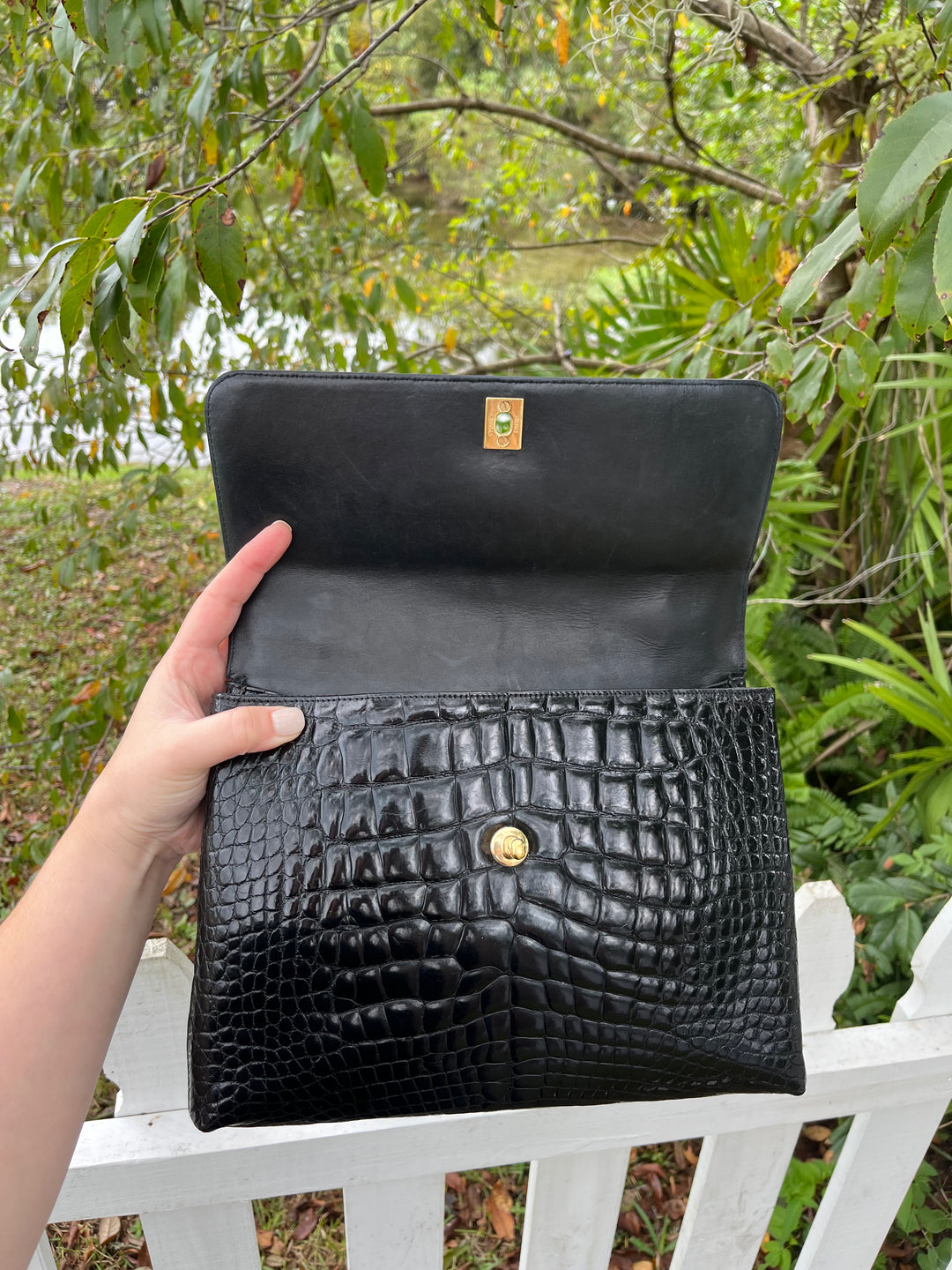 Chanel Vintage Large Crocodile Top Handle Flap Bag