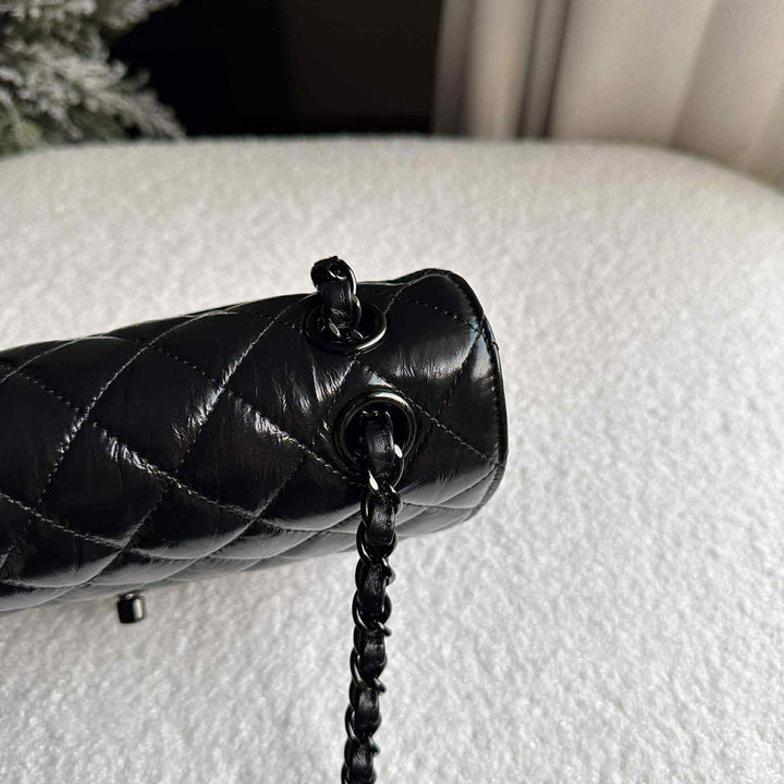 Chanel SO BLACK Small Crumpled Calfskin Double Flap Bag