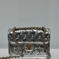 Chanel Silver Metallic Mini Braided Calfskin Flap Bag