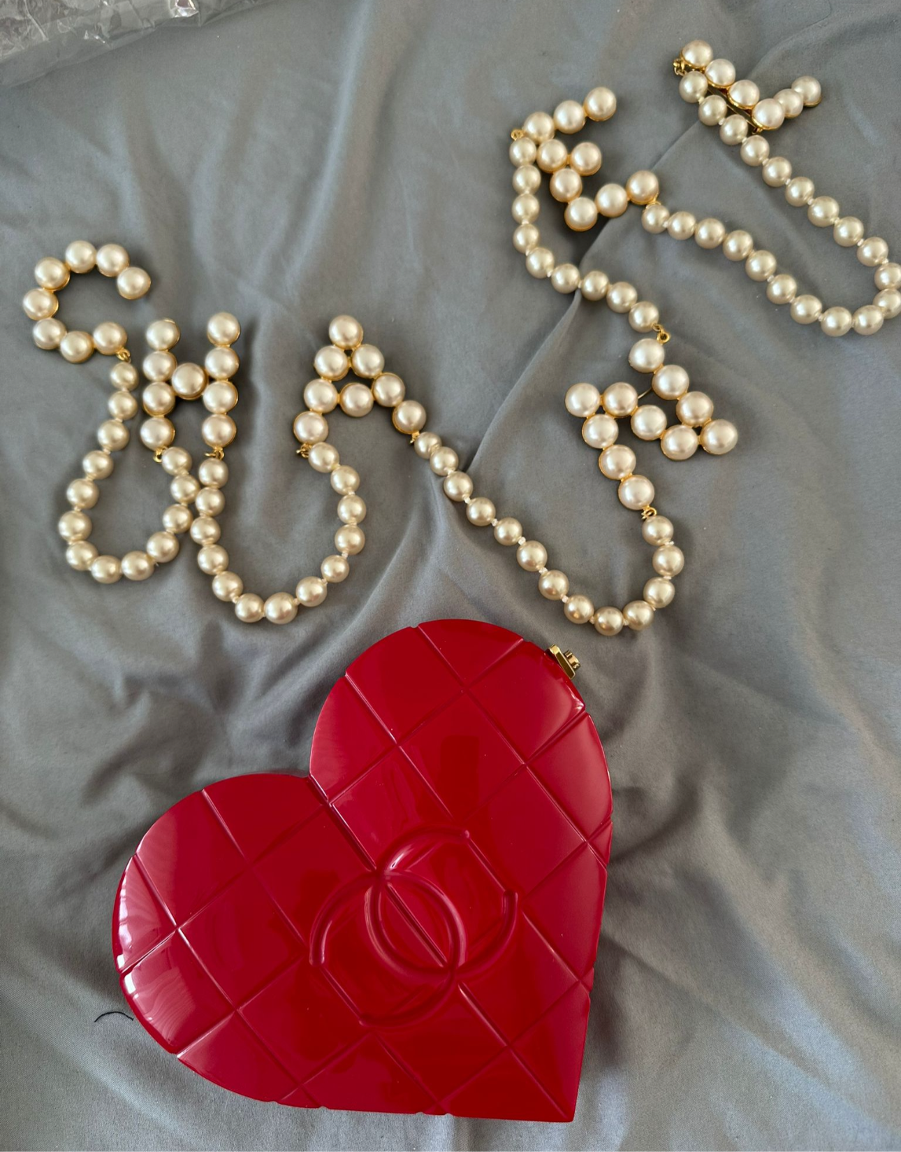 Chanel 2002 Red Lucite Heart Clutch