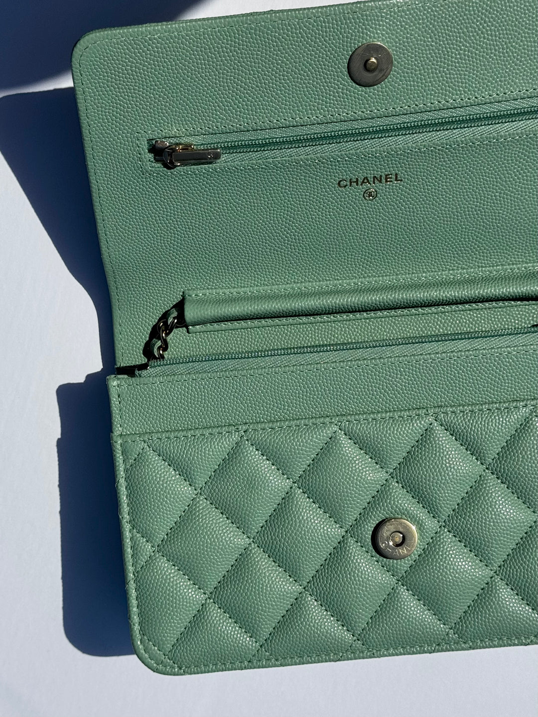 Chanel Light Green Caviar WOC