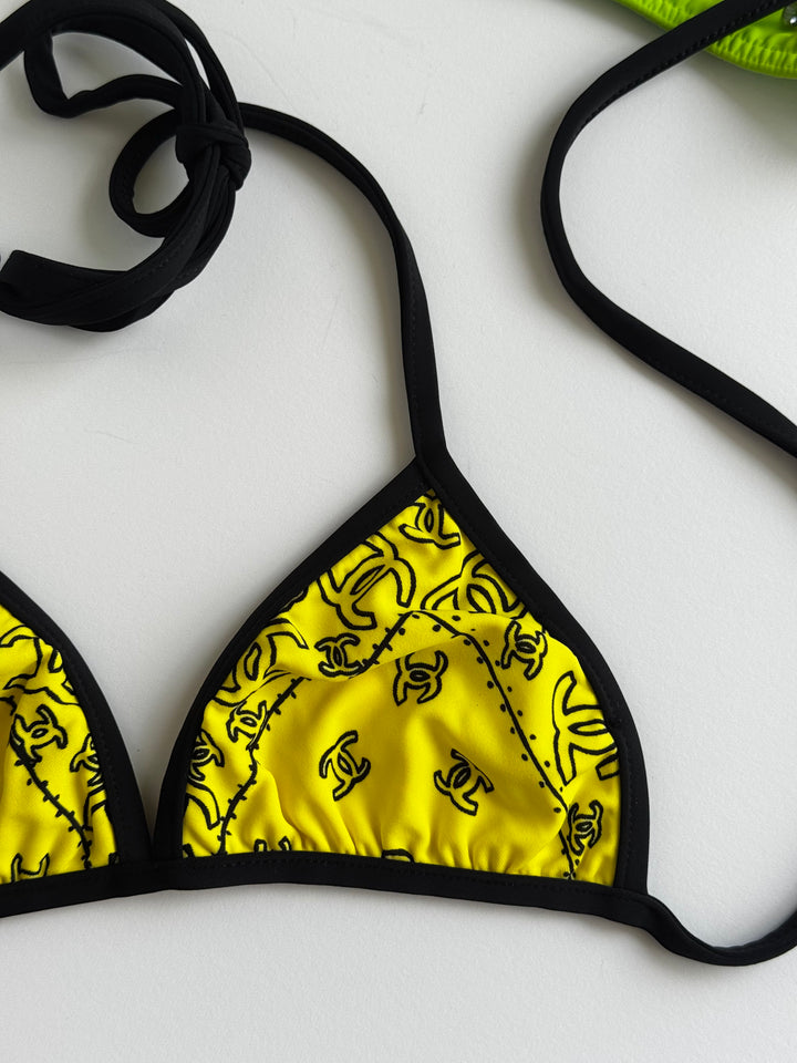 Chanel Spring/Summer 1994 Vintage Yellow Logo Bikini