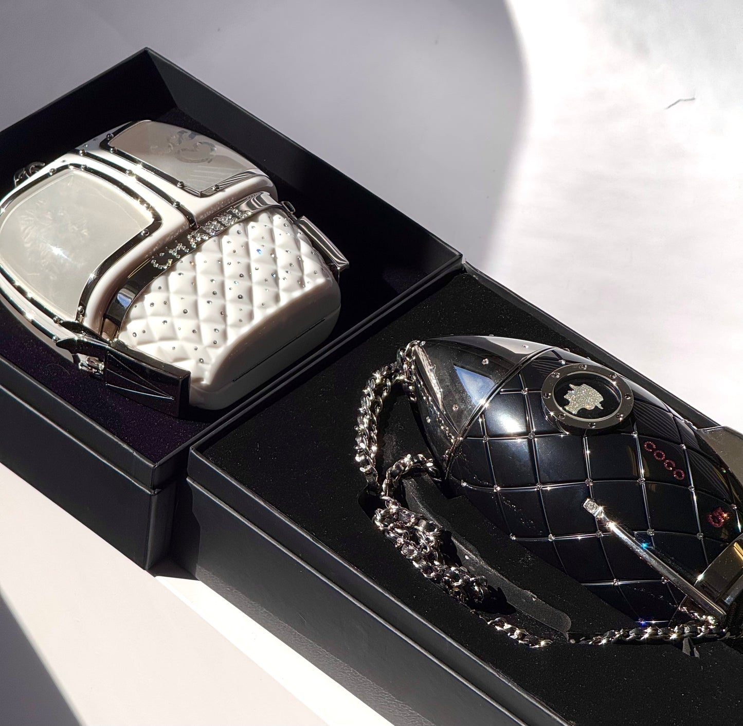 Chanel White Ski Gondola Swarovski Minaudiere