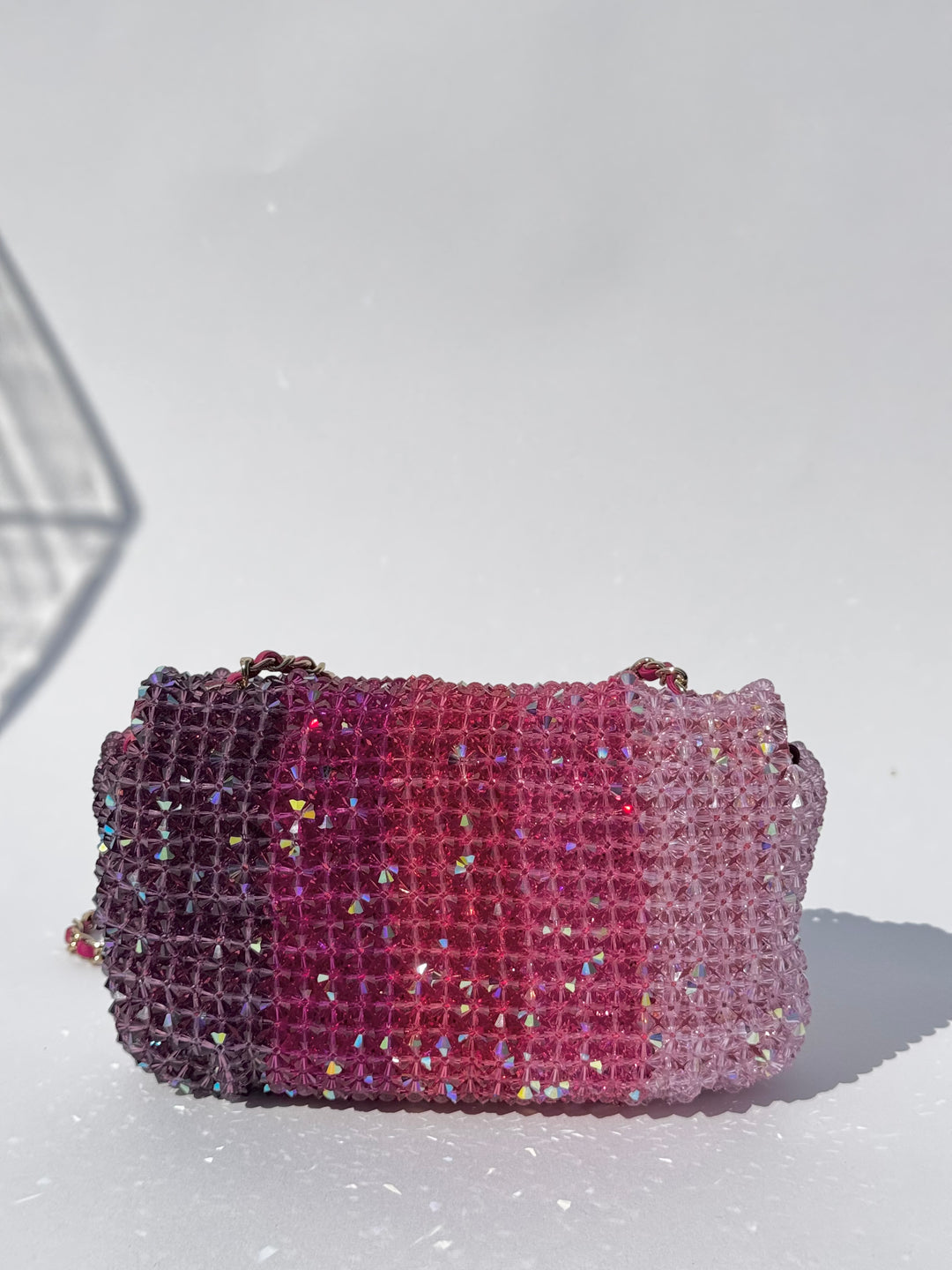 Chanel Pink Ombre Crystal Mini Flap