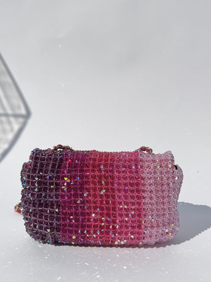 Chanel Pink Ombre Crystal Mini Flap