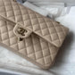 Chanel 23P Ecru Medium Caviar Double Flap Bag