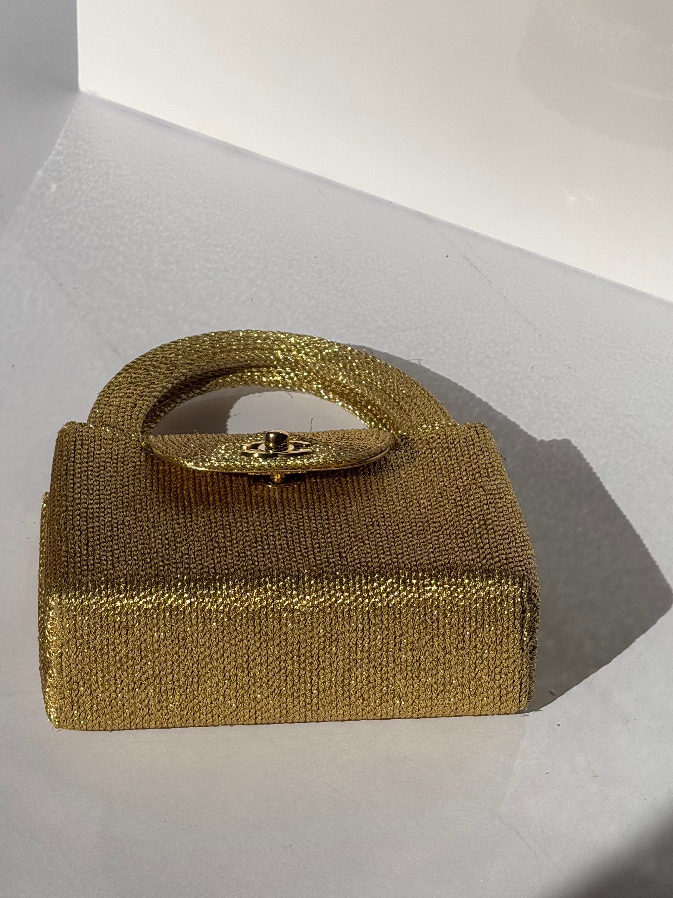 Chanel RARE 1998 Gold Silk Woven Mini Kelly – Its A Luv Story