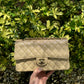 Chanel Beige Iridescent Medium Caviar Classic Flap