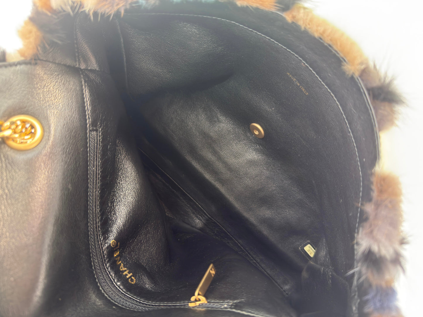 Chanel Multicolor Maxi Mink Fur Single Flap Bag