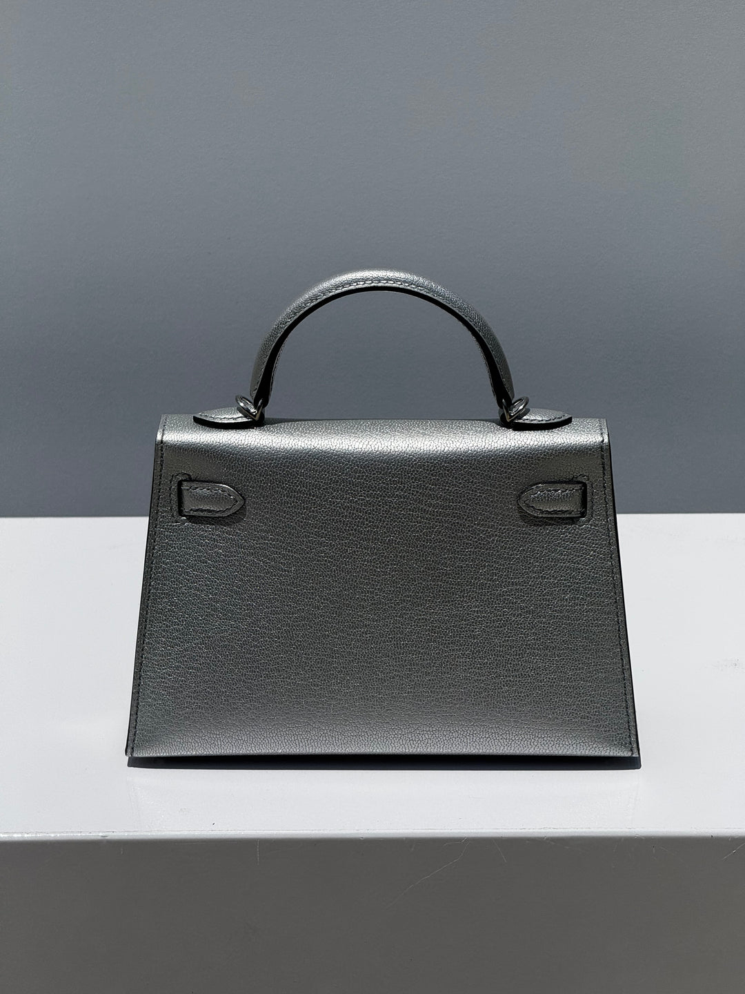 Hermes Mini Sellier Argent Silver Metallic Chevre Chamkilight Kelly 20